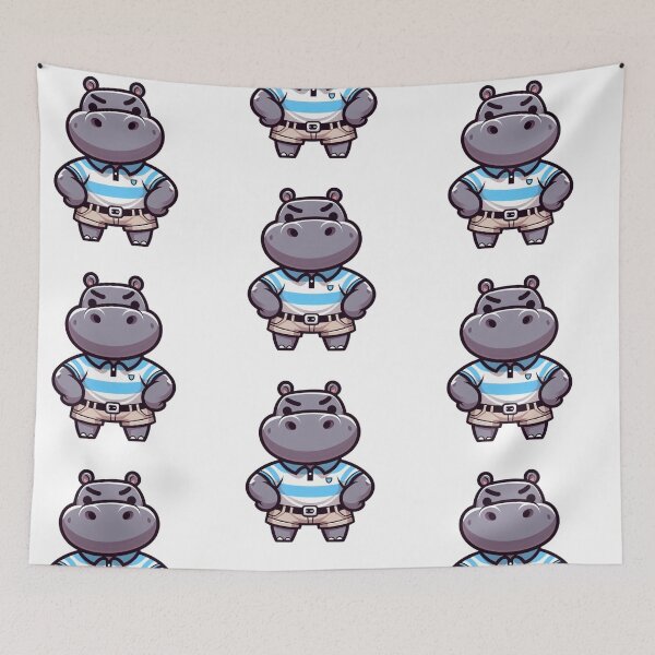 Item preview, Cross Hippo in Polo Shirt and Shorts – Funny Cartoon Style designed and sold by Confuzz1ed.