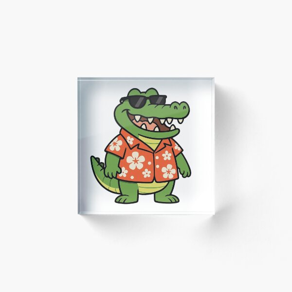Aperçu de l'œuvre Crocodile amusant en chemise hawaïenne et lunettes de soleil – Style dessin animé mignon créée et vendue par Confuzz1ed.