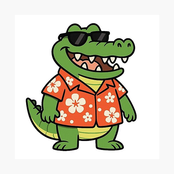 Item preview, Fun Crocodile in Hawaiian Shirt and Sunglasses – Cute Cartoon Style designed and sold by Confuzz1ed.