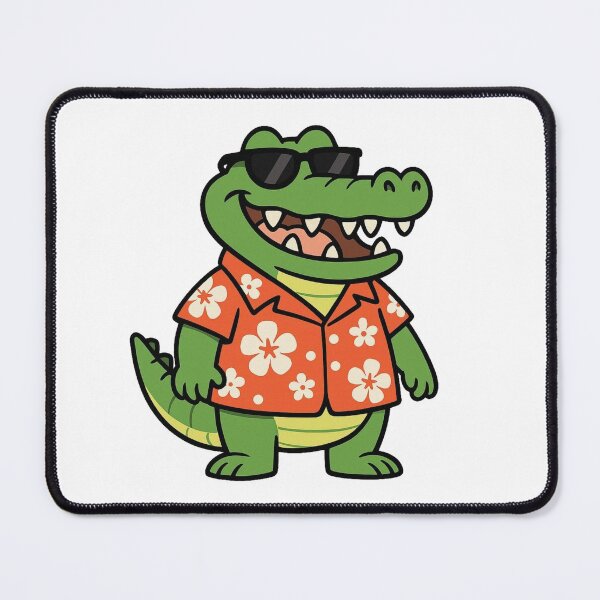 Item preview, Fun Crocodile in Hawaiian Shirt and Sunglasses – Cute Cartoon Style designed and sold by Confuzz1ed.