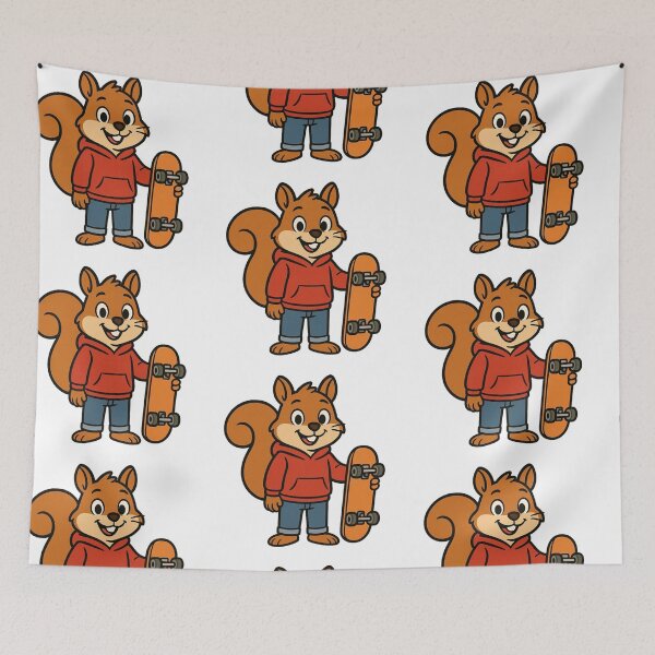 Item preview, Cool Squirrel in Hoodie and Jeans with Skateboard – Funny Cartoon Style designed and sold by Confuzz1ed.
