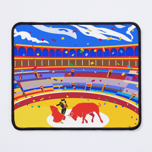 Item preview, Bullfighting Spanish Fiesta, Bullfight matador and red bull San Fermin Festivals Contemporary Art Poster designed and sold by sofiartmedia.