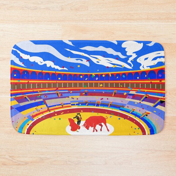 Item preview, Bullfighting Spanish Fiesta, Bullfight matador and red bull San Fermin Festivals Contemporary Art Poster designed and sold by sofiartmedia.