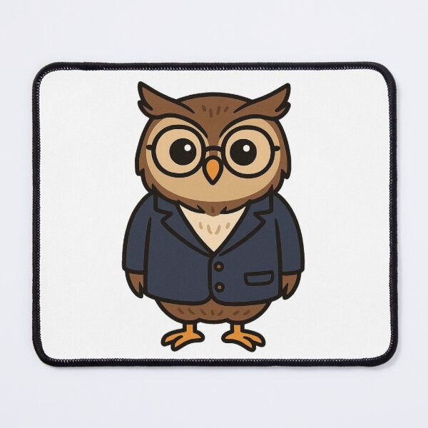 Item preview, Wise Owl in Blazer and Glasses – Scholarly Cartoon Character designed and sold by Confuzz1ed.