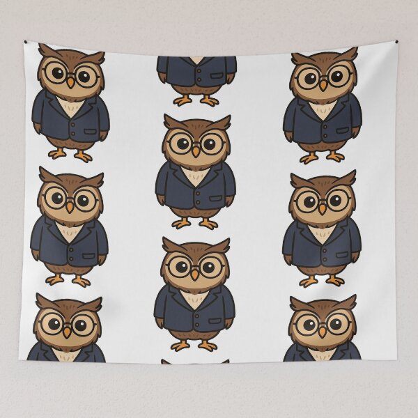 Item preview, Wise Owl in Blazer and Glasses – Scholarly Cartoon Character designed and sold by Confuzz1ed.