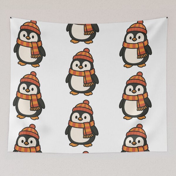 Item preview, Cozy Penguin in Scarf and Beanie – Winter Animal Cartoon designed and sold by Confuzz1ed.