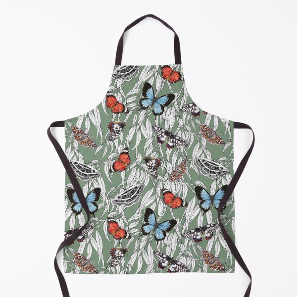 Item preview, Australian Butterflies and Gum Leaves on Sage Green designed and sold by Nadya Neklioudova.