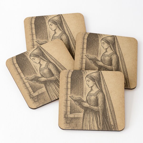 Item preview, Medieval Lady Reading Vintage Illustration designed and sold by photoparadise22.