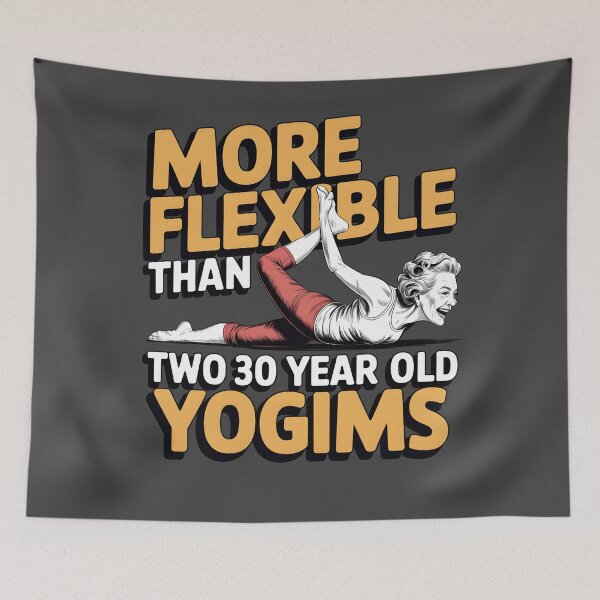 Item preview, More Flexible Than Two 30 Year Olds yogims designed and sold by Printed Mistakes.
