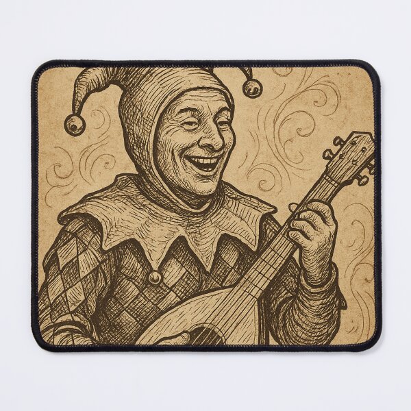 Item preview, Medieval Jester Playing Lute Vintage Illustration designed and sold by photoparadise22.