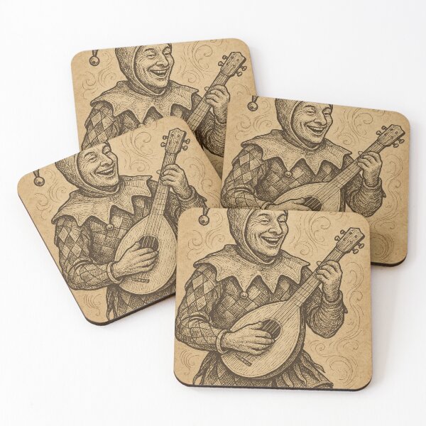 Item preview, Medieval Jester Playing Lute Vintage Illustration designed and sold by photoparadise22.