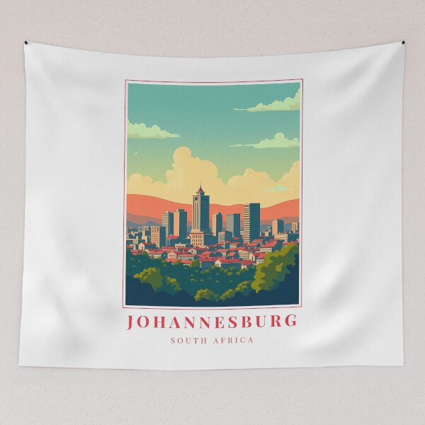 Item preview, Johannesburg South Africa Illustration – Hillbrow Tower, Street Murals & City of Gold designed and sold by MapMyMiles.