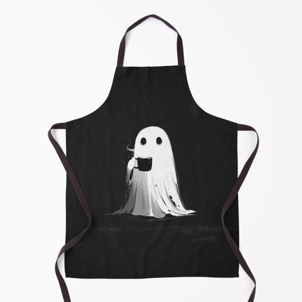 Item preview, Minimal Black & White Ghost with Coffee Mug designed and sold by Christian Weiss.