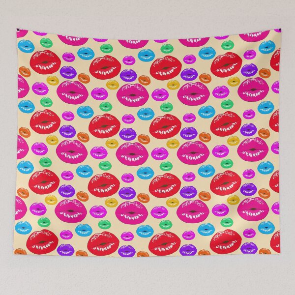 Item preview,  Multicolored Lipsticks Mouth Lips Pattern Design - Cream  designed and sold by PatternTitan.