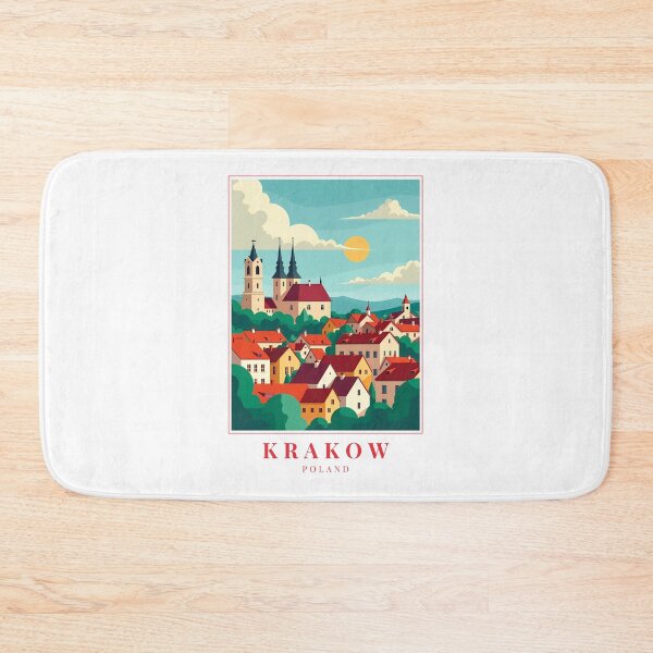 Item preview, Kraków Poland Illustration – Wawel Castle, Old Town Skyline & Lantern-Lit Streets designed and sold by MapMyMiles.