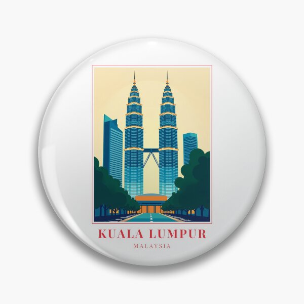 Item preview, Kuala Lumpur Malaysia Illustration – Towers, Street Markets & Cultural Skyline designed and sold by MapMyMiles.
