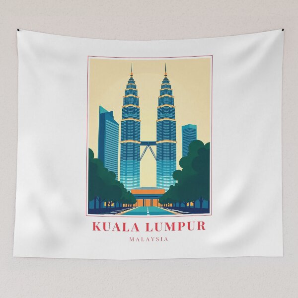 Item preview, Kuala Lumpur Malaysia Illustration – Towers, Street Markets & Cultural Skyline designed and sold by MapMyMiles.