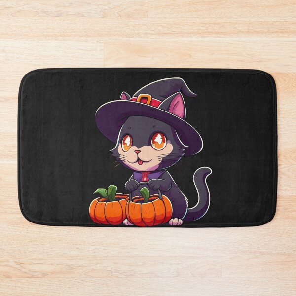 Item preview, Chibi Cute Halloween Cat – Kawaii Witch Kitty with Pumpkin Basket Funny Spooky Art designed and sold by ColorSplash123.