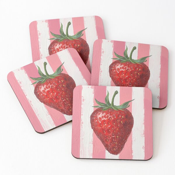 Item preview, Strawberry on pink stipes designed and sold by Boho Art by Rebecca.