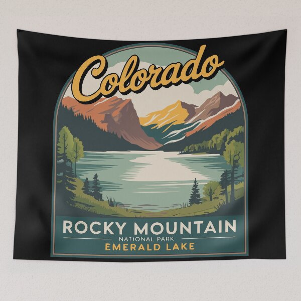 Item preview, Emerald Lake Colorado Poster – Vintage Rocky Mountain National Park Illustration designed and sold by VividOrganica.
