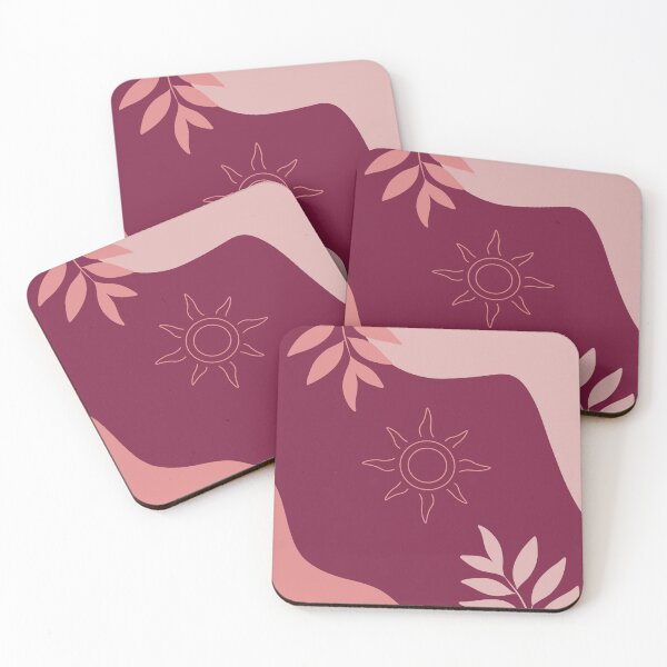 Item preview, Boho Sun with Pink Leaves | Pink and Maroon Background Wall Art | Modern Boho Aesthetic Decor | Floral Sun Illustration Poster | Contemporary Boho Home Art Print designed and sold by Art By Rukayya.