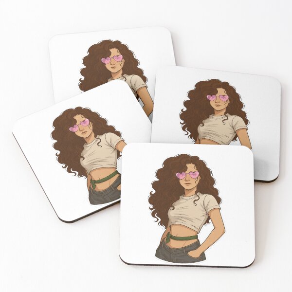 Item preview, Boho Chic Heart Glasses Girl - Stylish & Curly Haired Sticker designed and sold by Nomuradi.