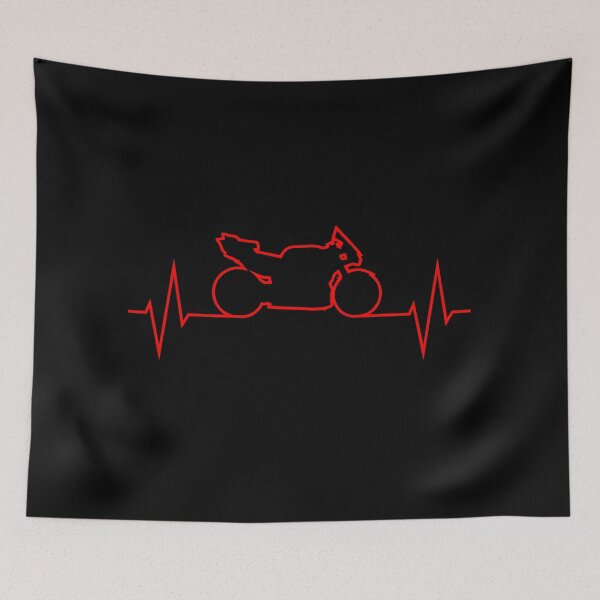 Item preview, MotoGP Heartbeat Bike Outline: Racing Pulse Silhouette in Iconic Red designed and sold by Fan Art Station .