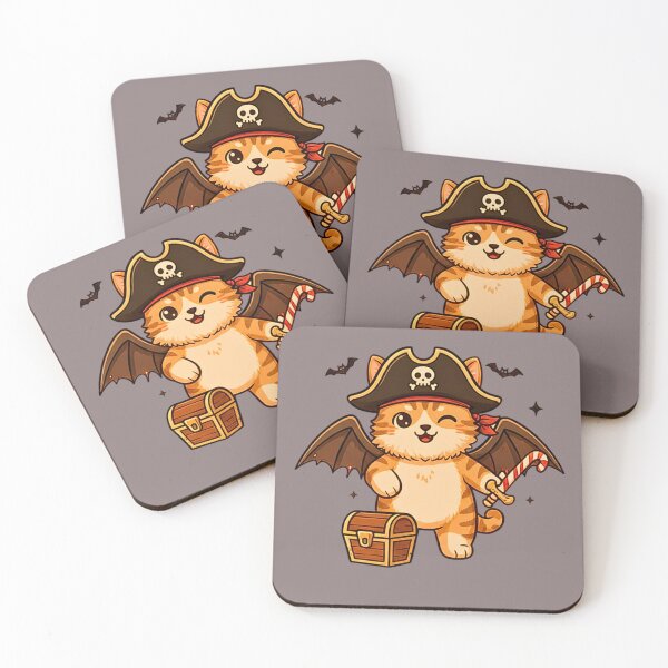 Item preview, Kawaii Pirate Cat | Cute Halloween Bat Wing Kitty designed and sold by E-SarnEdge.