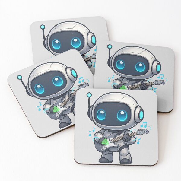 Item preview, Cute Futuristic Robot Illustration Playing Guitar designed and sold by henamy.