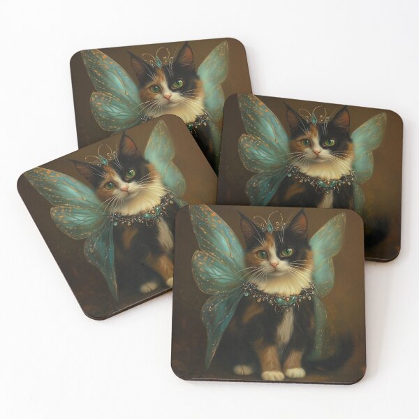 Item preview, Portrait of a Calico Cat Dressed as a Fairy – Cute Magical Fantasy Art designed and sold by baggycatsworld.