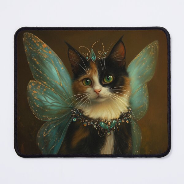 Item preview, Portrait of a Calico Cat Dressed as a Fairy – Cute Magical Fantasy Art designed and sold by baggycatsworld.