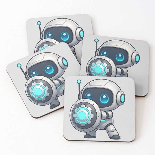 Item preview, Cute Futuristic Robot Illustration Protecting with a Shield designed and sold by henamy.