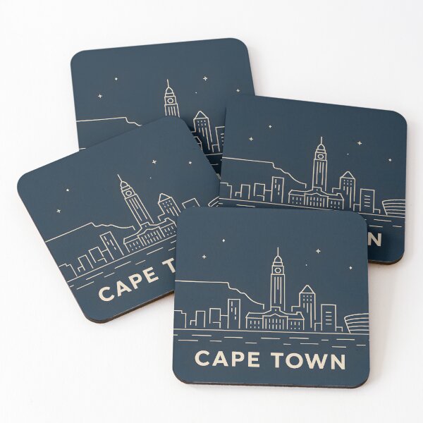 Artikelvorschau, Minimalistische Skyline von Kapstadt bei Nacht entworfen und verkauft von MondeMade.
