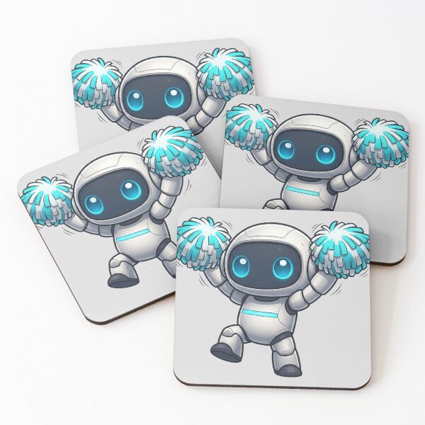 Item preview, Cute Futuristic Robot Illustration Cheering with Pom-Poms designed and sold by henamy.