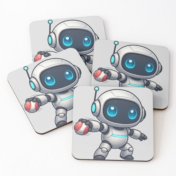 Item preview, Cute Futuristic Robot Illustration Throwing a Ball designed and sold by henamy.