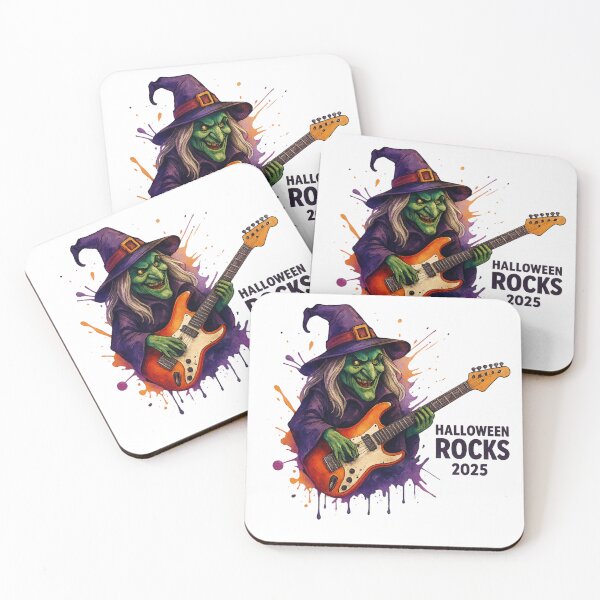 Item preview, Evil Witch Playing Guitar – Halloween Rocks 2025 Design designed and sold by Trendora Studio.