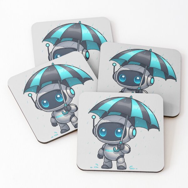 Item preview, Cute Futuristic Robot Illustration Holding an Umbrella designed and sold by henamy.