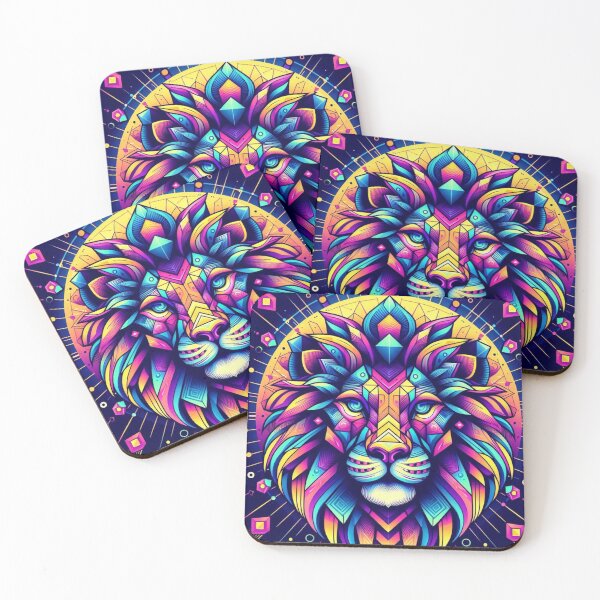 Item preview, Colorful geometric decorative mystic lion  designed and sold by Dogandesighn.