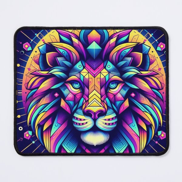 Item preview, Colorful geometric decorative mystic lion  designed and sold by Dogandesighn.