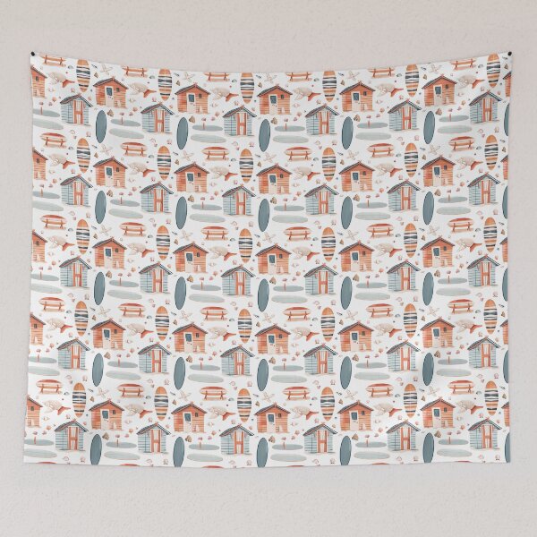 Item preview, Beach Huts, Surf Boards and Sea Shells designed and sold by MemeHodlr.