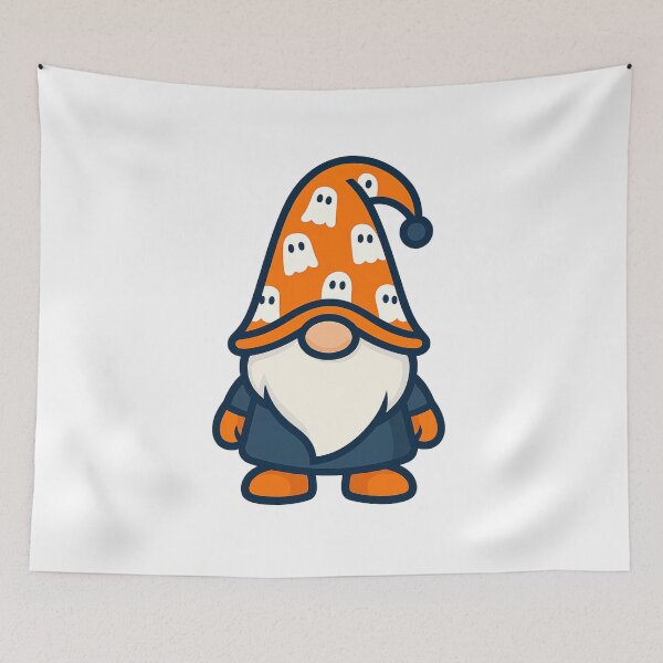 Item preview, Cute Gnome with Ghost-Patterned Hat T-Shirt – Halloween Design designed and sold by PrintCreations9.