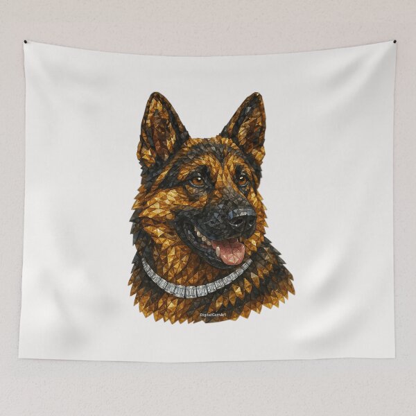 Item preview, Gemstone Mosaic German Shepherd Portrait designed and sold by DigitalGemArt.