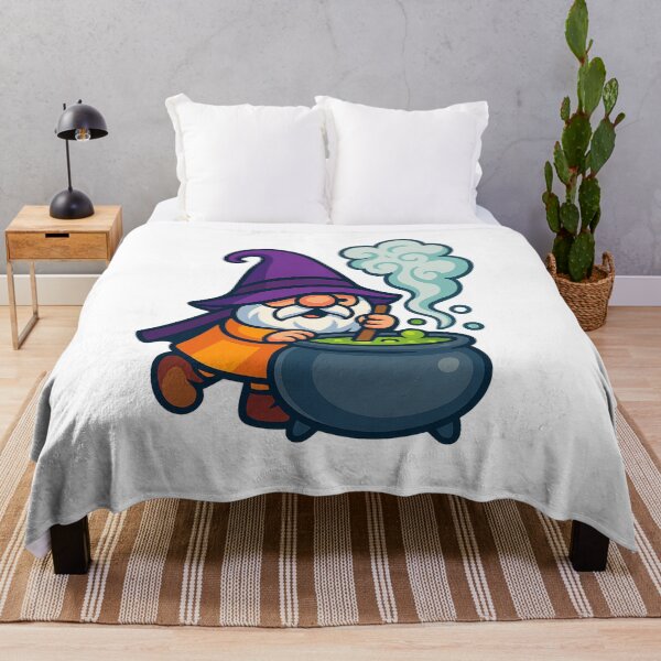 Item preview, Wizard Gnome Stirring Bubbling Cauldron T-Shirt – Cute Halloween Design designed and sold by PrintCreations9.