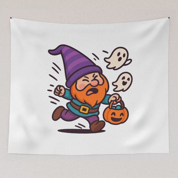 Item preview, Gnome Running from Tiny Ghost T-Shirt – Cute Halloween Design designed and sold by PrintCreations9.