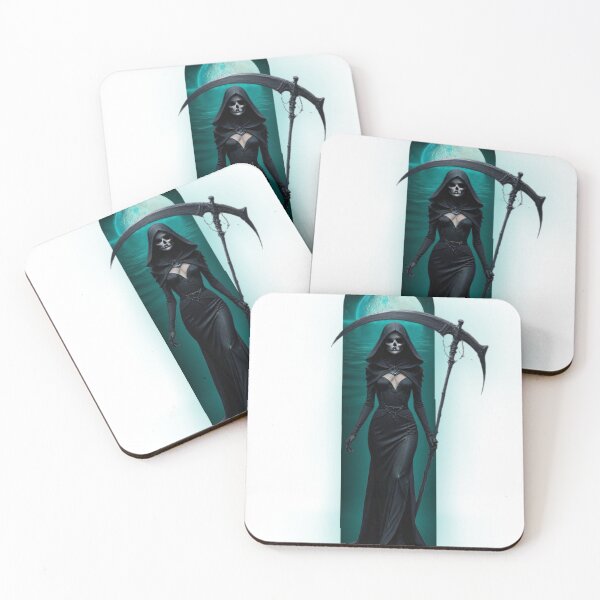 Item preview, a woman in a long black dress holding a scythe designed and sold by B.P.Fashion.