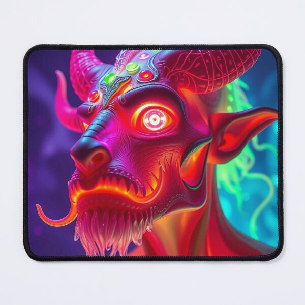 Item preview, Neon Mythos & Horned Elegance – Fantasy Art with Glow, Character & Cosmic Depth designed and sold by FotoworldEdel.