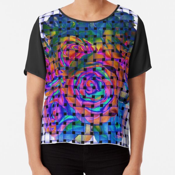 Colorful Floral Weave Chiffon Top
