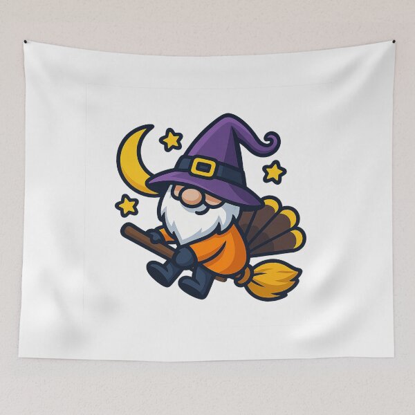 Item preview, Flying Gnome on Broomstick T-Shirt – Cute Halloween Night Design designed and sold by PrintCreations9.