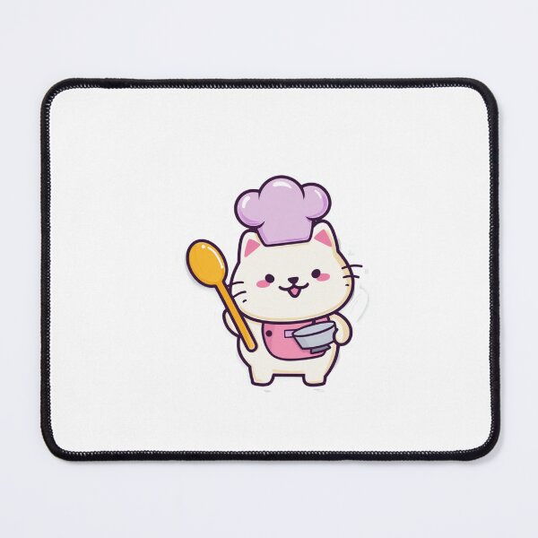 Item preview, Kawaii Chef Cat Cooking – Cute Cat in Purple Chef Hat with Pot and Spoon Kitchen Sticker designed and sold by StickerHavenn.