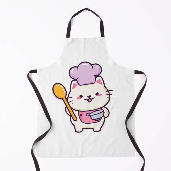 Item preview, Kawaii Chef Cat Cooking – Cute Cat in Purple Chef Hat with Pot and Spoon Kitchen Sticker designed and sold by StickerHavenn.